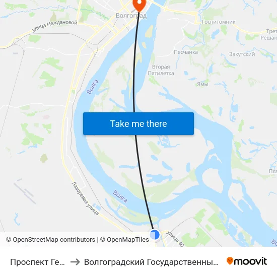 Проспект Героев Сталинграда to Волгоградский Государственный Социально-Педагогический Университет map