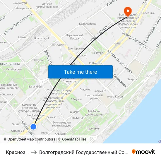 Краснознаменская to Волгоградский Государственный Социально-Педагогический Университет map