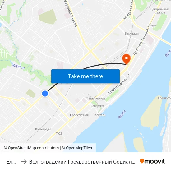 Елецкая to Волгоградский Государственный Социально-Педагогический Университет map