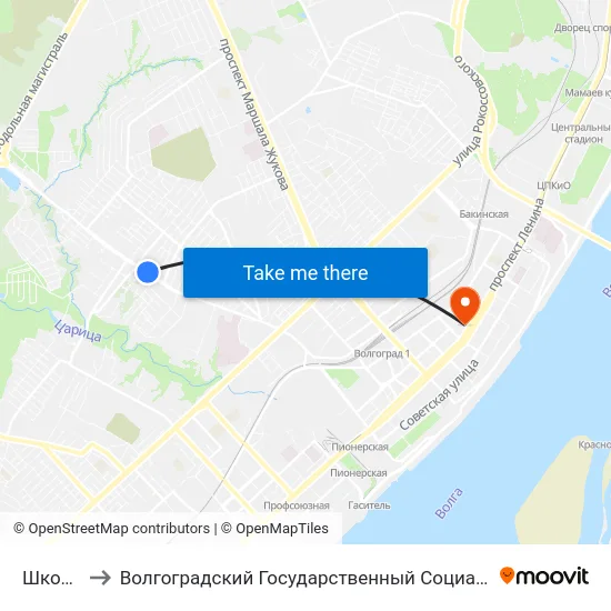 Школа №82 to Волгоградский Государственный Социально-Педагогический Университет map