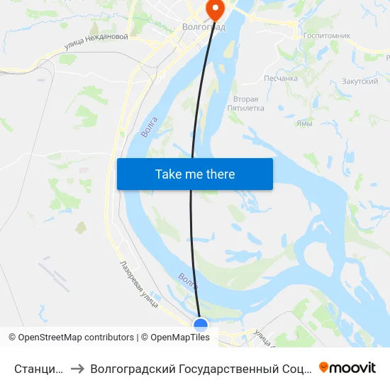 Станция Сарепта to Волгоградский Государственный Социально-Педагогический Университет map