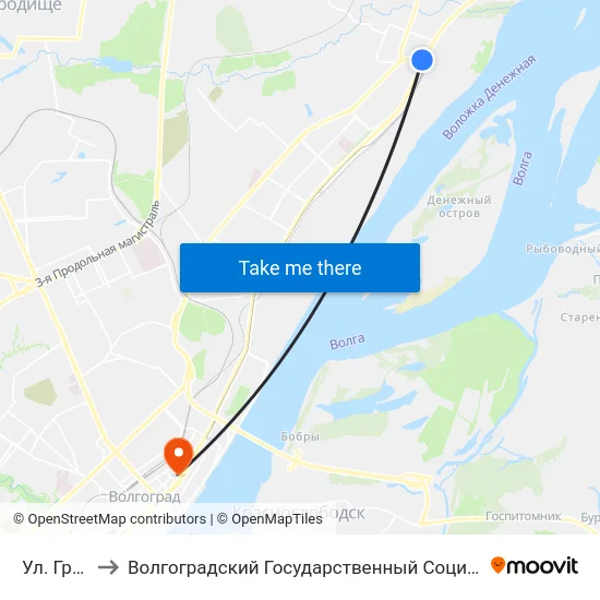 Ул. Гроссмана to Волгоградский Государственный Социально-Педагогический Университет map