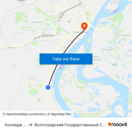 Колледж Вернадского to Волгоградский Государственный Социально-Педагогический Университет map