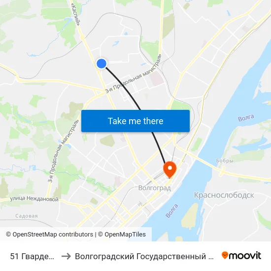 51 Гвардейской Дивизии to Волгоградский Государственный Социально-Педагогический Университет map