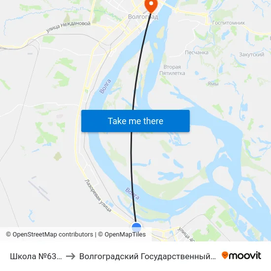 Школа №63 (Ул. Лазоревая) to Волгоградский Государственный Социально-Педагогический Университет map