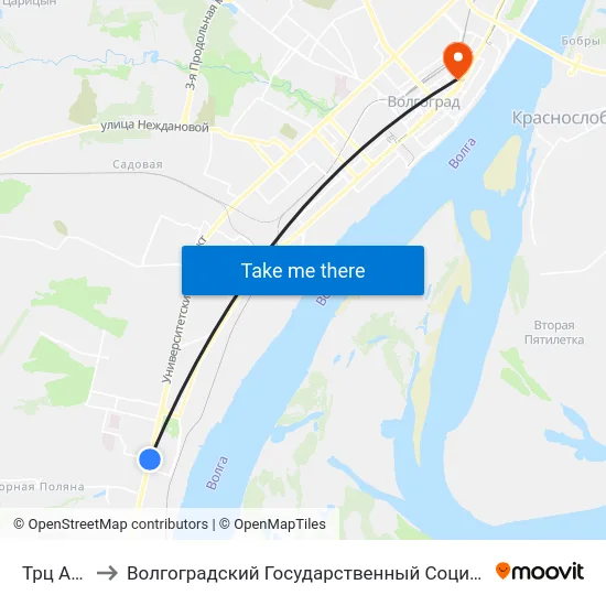 Трц Акварель to Волгоградский Государственный Социально-Педагогический Университет map
