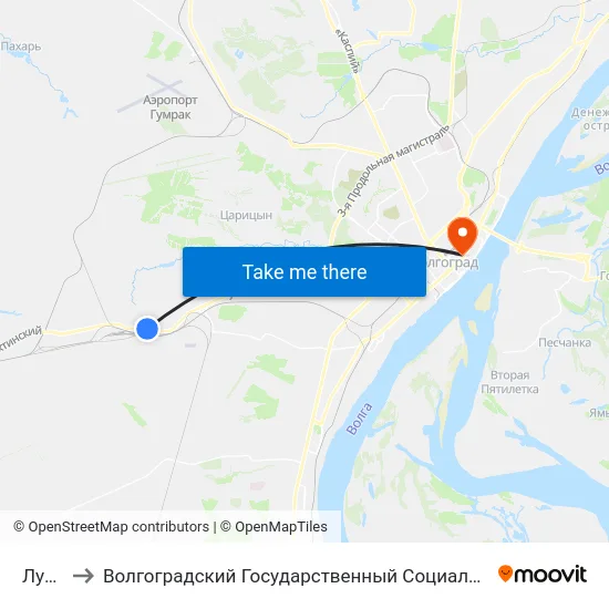 Луговая to Волгоградский Государственный Социально-Педагогический Университет map