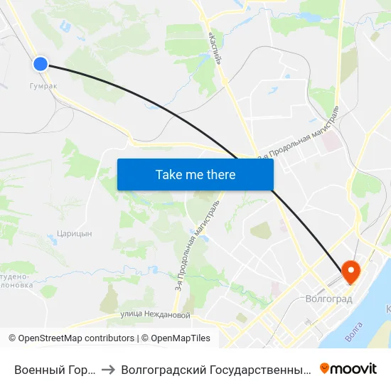 Военный Городок (Пос. Гумрак) to Волгоградский Государственный Социально-Педагогический Университет map