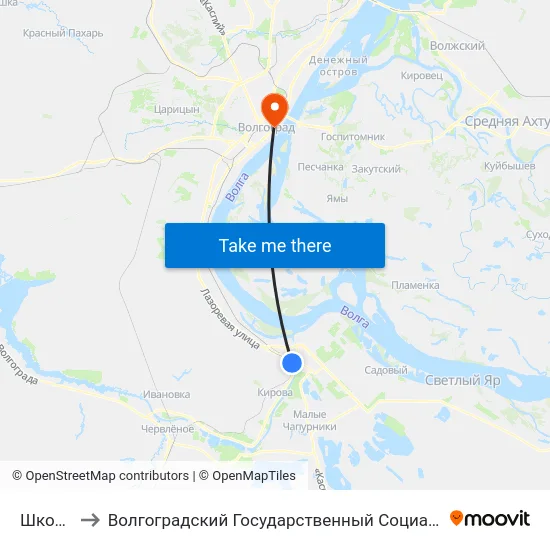 Школа №55 to Волгоградский Государственный Социально-Педагогический Университет map