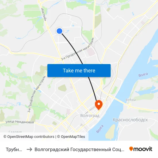 Трубный Завод to Волгоградский Государственный Социально-Педагогический Университет map