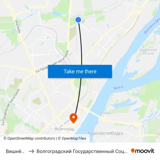 Вишнёвая Балка to Волгоградский Государственный Социально-Педагогический Университет map