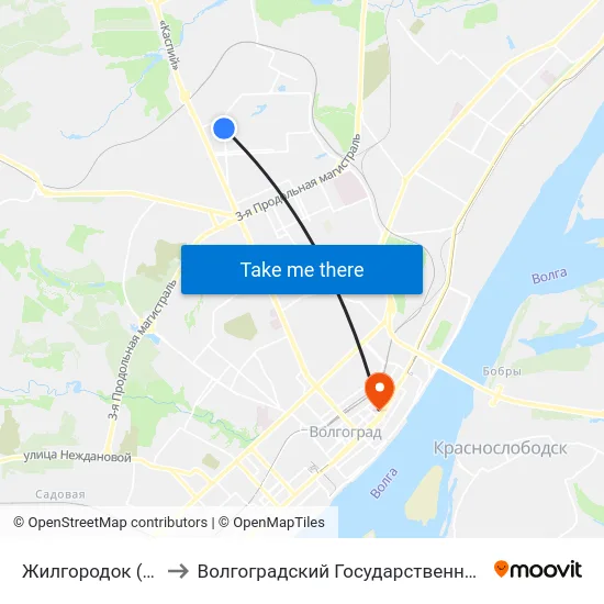 Жилгородок (Ул. Республиканская) to Волгоградский Государственный Социально-Педагогический Университет map
