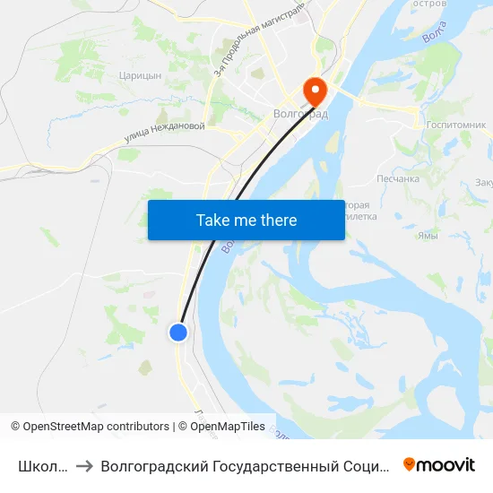 Школа №107 to Волгоградский Государственный Социально-Педагогический Университет map