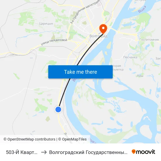 503-Й Квартал (Ул. Колосовая) to Волгоградский Государственный Социально-Педагогический Университет map