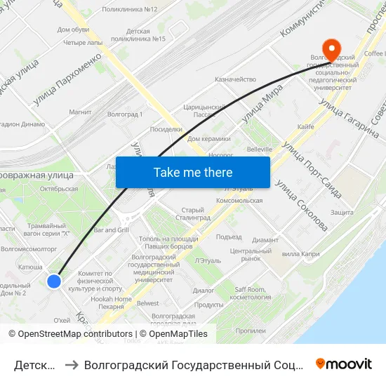 Детский Центр to Волгоградский Государственный Социально-Педагогический Университет map