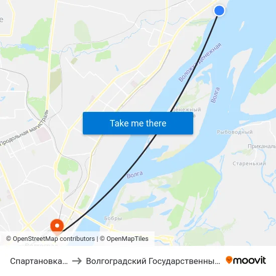 Спартановка (Улица Кастерина) to Волгоградский Государственный Социально-Педагогический Университет map