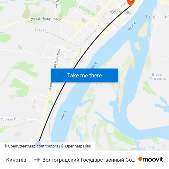 Кинотеатр Авангард to Волгоградский Государственный Социально-Педагогический Университет map