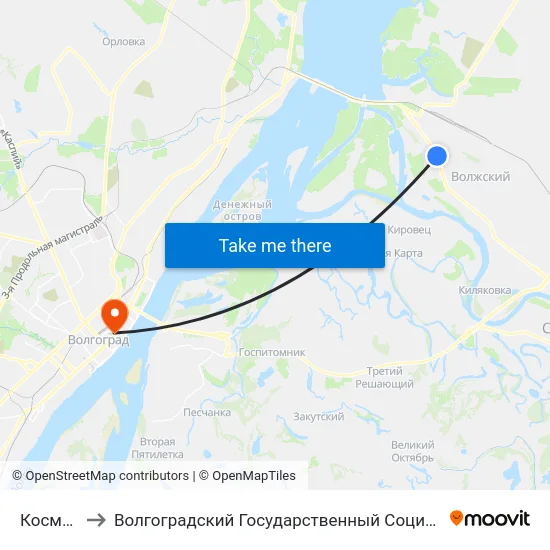Космонавтов to Волгоградский Государственный Социально-Педагогический Университет map