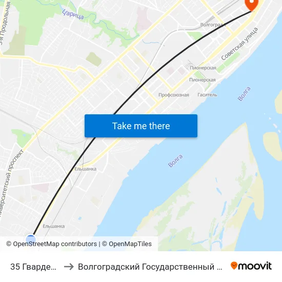 35 Гвардейской Дивизии to Волгоградский Государственный Социально-Педагогический Университет map