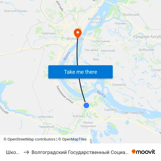 Школа №38 to Волгоградский Государственный Социально-Педагогический Университет map