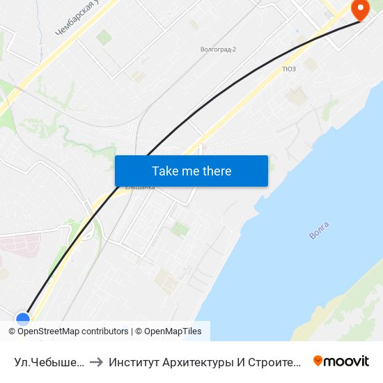 Ул.Чебышева (А) to Институт Архитектуры И Строительства Волггту map