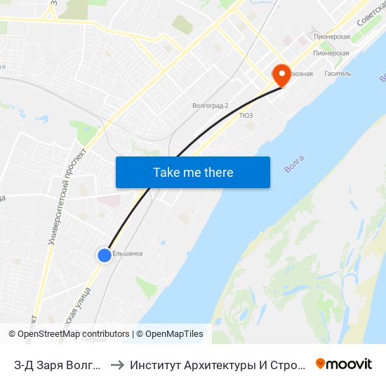 З-Д Заря Волгограда (Б) to Институт Архитектуры И Строительства Волггту map