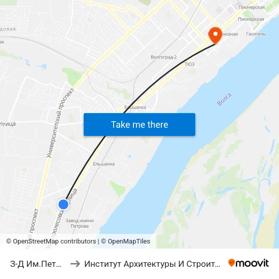 З-Д Им.Петрова (Б) to Институт Архитектуры И Строительства Волггту map