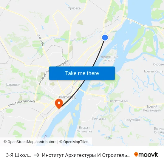 3-Я Школа (А) to Институт Архитектуры И Строительства Волггту map