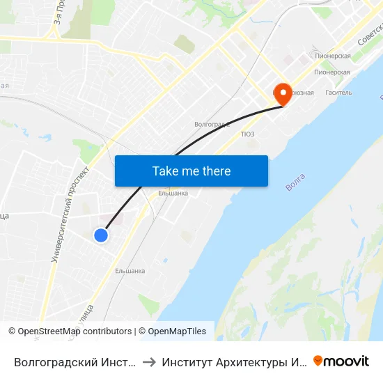 Волгоградский Институт Кооперации (Б) to Институт Архитектуры И Строительства Волггту map