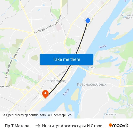 Пр-Т Металлургов (Б) to Институт Архитектуры И Строительства Волггту map