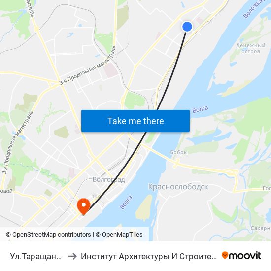 Ул.Таращанцев (А) to Институт Архитектуры И Строительства Волггту map