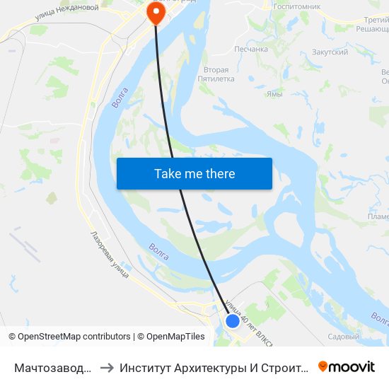 Мачтозаводская (Б) to Институт Архитектуры И Строительства Волггту map