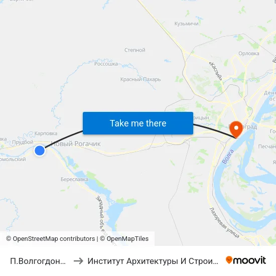 П.Волгогдонск Тр. (Б) to Институт Архитектуры И Строительства Волггту map