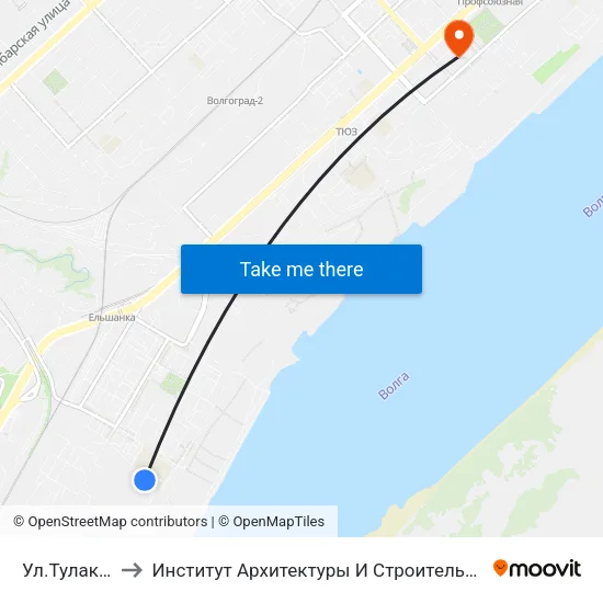 Ул.Тулака (А) to Институт Архитектуры И Строительства Волггту map