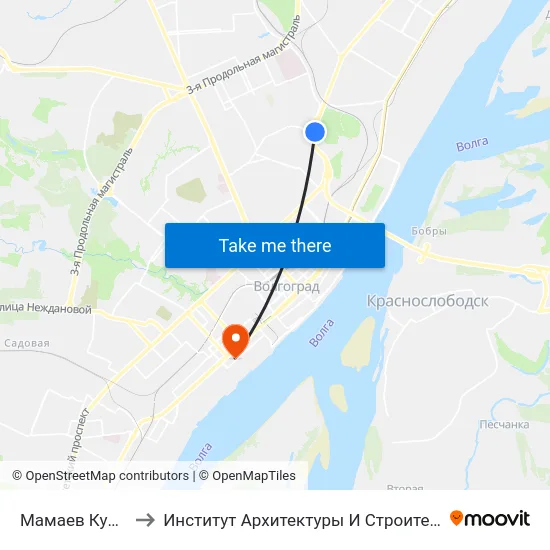 Мамаев Курган (Б) to Институт Архитектуры И Строительства Волггту map