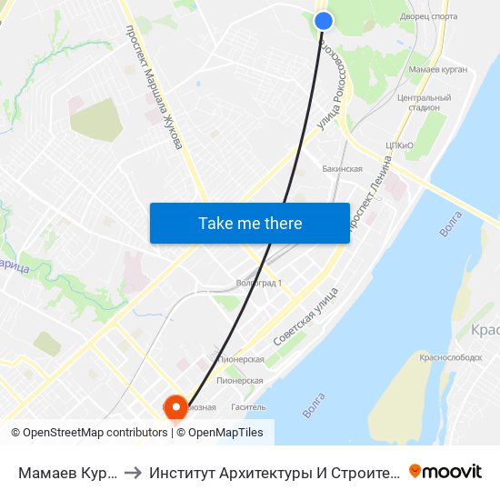 Мамаев Курган (А) to Институт Архитектуры И Строительства Волггту map