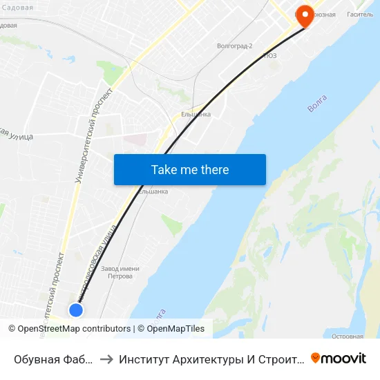 Обувная Фабрика (Б) to Институт Архитектуры И Строительства Волггту map