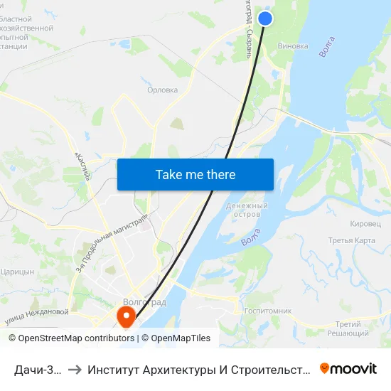 Дачи-3 (А) to Институт Архитектуры И Строительства Волггту map