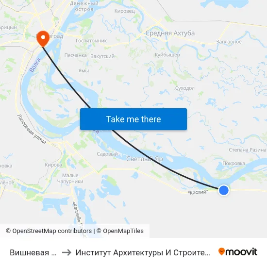 Вишневая Тр. (А) to Институт Архитектуры И Строительства Волггту map