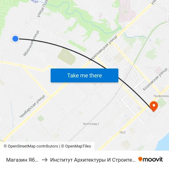Магазин Яблонька to Институт Архитектуры И Строительства Волггту map