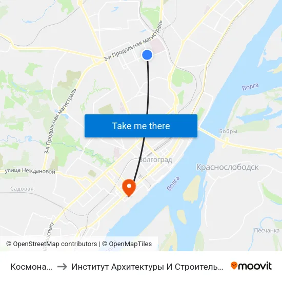 Космонавтов to Институт Архитектуры И Строительства Волггту map