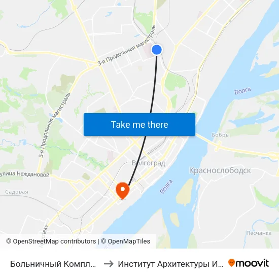 Больничный Комплекс (По Требованию) to Институт Архитектуры И Строительства Волггту map