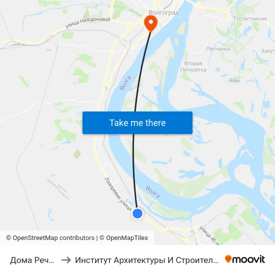 Дома Речников to Институт Архитектуры И Строительства Волггту map