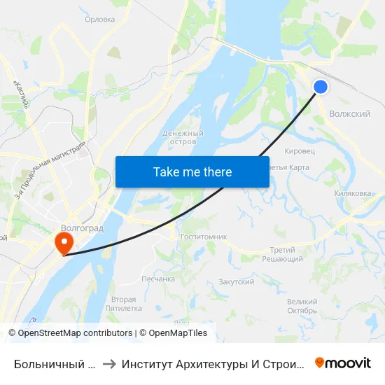 Больничный Городок to Институт Архитектуры И Строительства Волггту map
