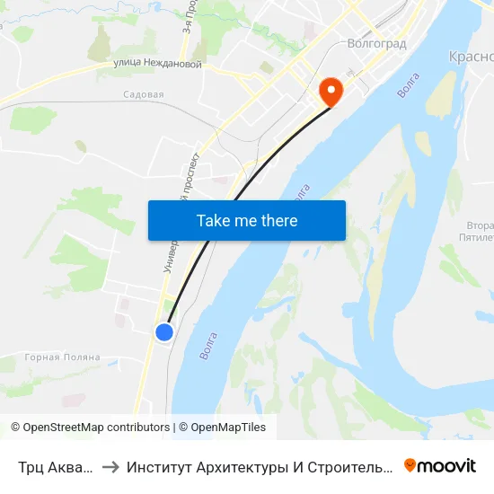 Трц Акварель to Институт Архитектуры И Строительства Волггту map
