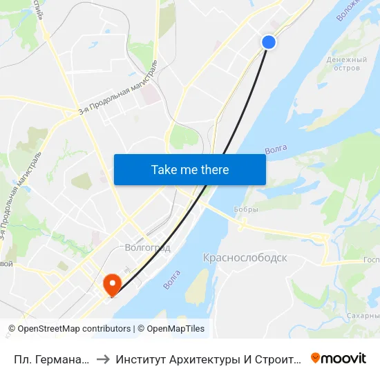 Пл. Германа Титова to Институт Архитектуры И Строительства Волггту map