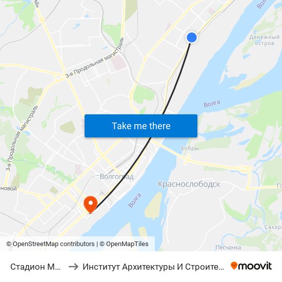 Стадион Монолит to Институт Архитектуры И Строительства Волггту map