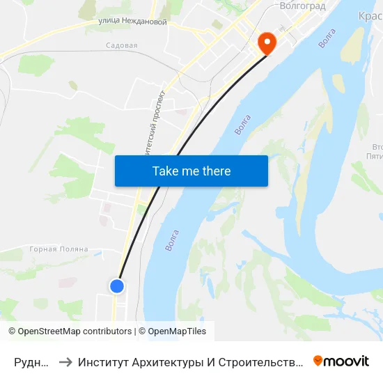 Руднева to Институт Архитектуры И Строительства Волггту map
