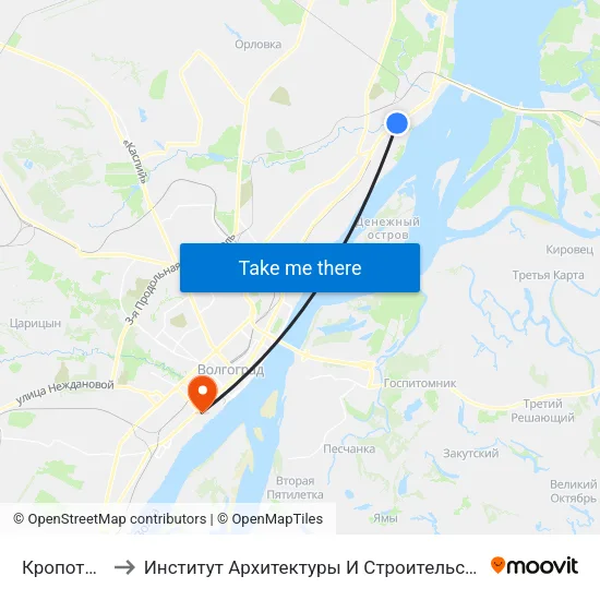 Кропоткина to Институт Архитектуры И Строительства Волггту map