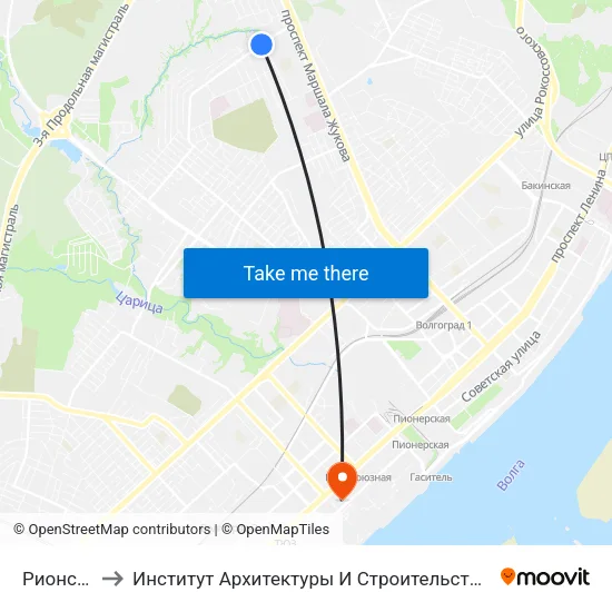 Рионская to Институт Архитектуры И Строительства Волггту map